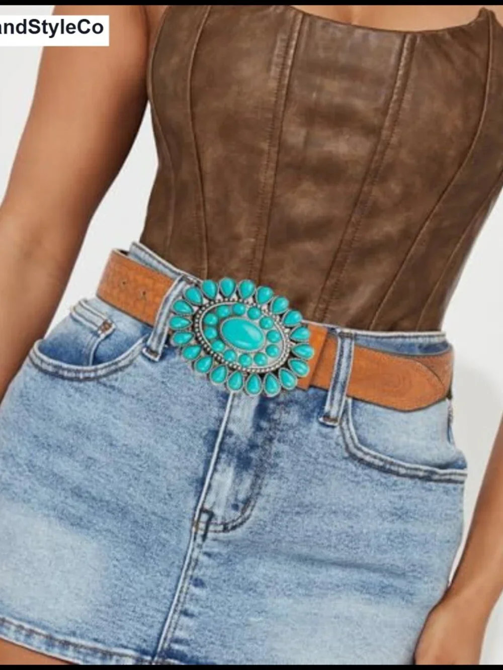 Western Cowgirl Belt Embossed Floral PU Leather